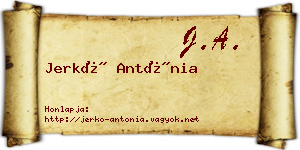 Jerkó Antónia névjegykártya